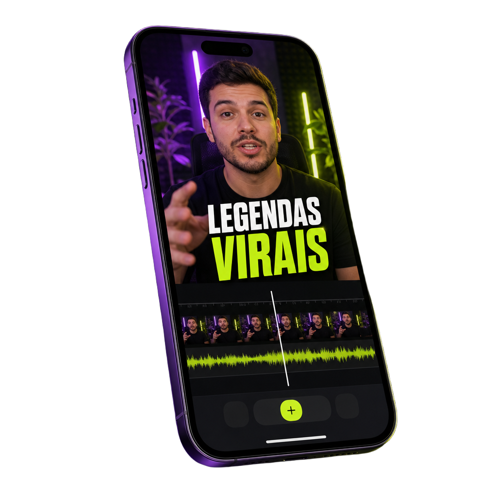 Celular exibindo vídeo vertical com títulos e legendas animadas aplicadas no CapCut